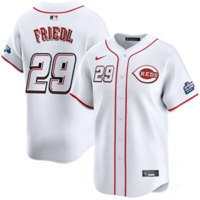 Cincinnati Reds #29 TJ Friedl White 2025 Speedway Classic Home Limited Stitched Baseball Jersey