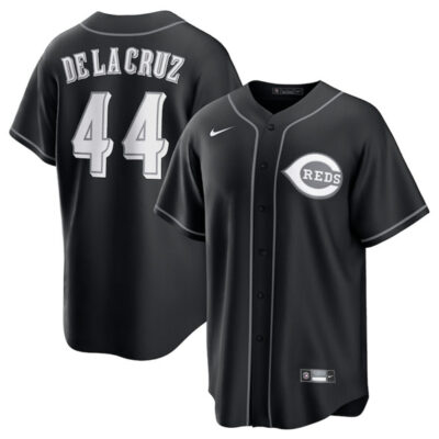 Cincinnati Reds #44 Elly De La Cruz Black Lights Out Limited Stitched Baseball Jersey