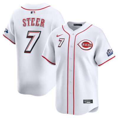 Cincinnati Reds #7 Spencer Steer White 2025 Speedway Classic Home Limited Stitched Baseball Jersey