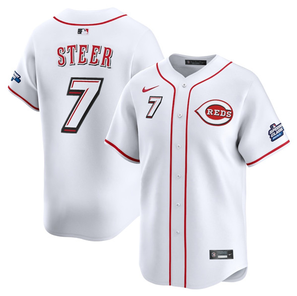 Cincinnati Reds #7 Spencer Steer White 2025 Speedway Classic Home Limited Stitched Baseball Jersey
