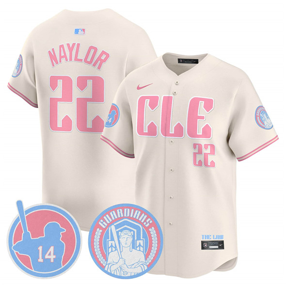 Cleveland Guardians #22 Josh Naylor Cream Bubblegum Pink 2025 Vapor Limited Stitched Baseball Jersey