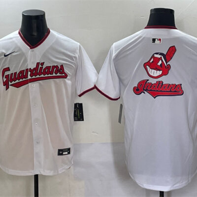 Cleveland Guardians Team Big Logo White Home Limited Stitched Baseball Jersey