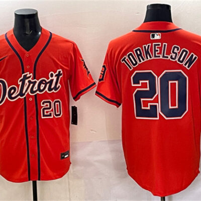 Detroit Tigers #20 Spencer Torkelson Orange With Patch Vapor Premier Limited Stitched Baseball Jersey