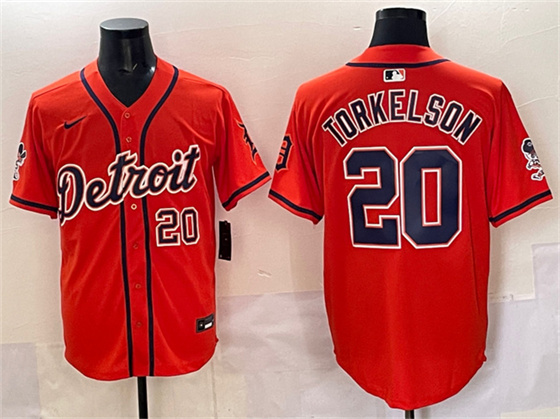 Detroit Tigers #20 Spencer Torkelson Orange With Patch Vapor Premier Limited Stitched Baseball Jersey