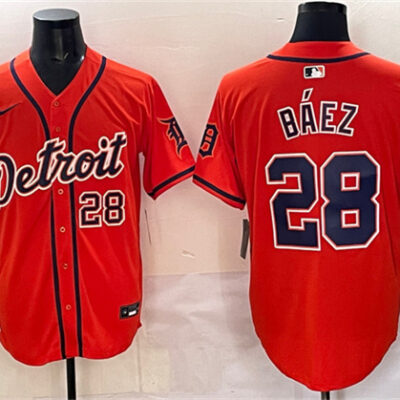 Detroit Tigers #28 Javier Báez Orange With Patch Vapor Premier Limited Stitched Baseball Jersey