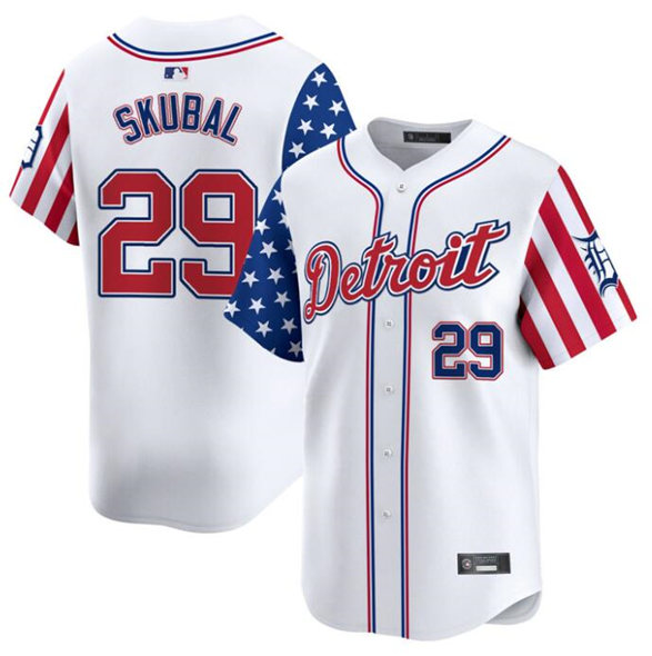 Detroit Tigers #29 Tarik Skubal White 2025 Memorial Day Vapor Premier Limited Stitched Baseball Jersey