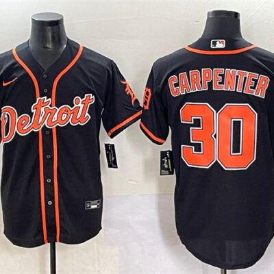 Detroit Tigers #30 Kerry Carpenter Black With Patch Cool Base Stitched Baseball Jersey