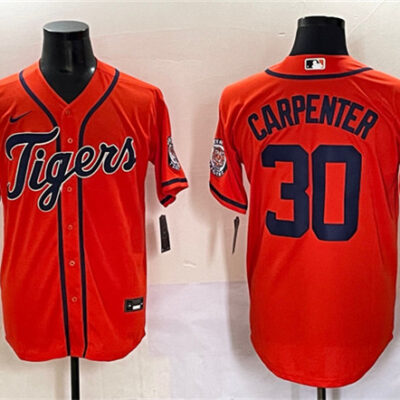 Detroit Tigers #30 Kerry Carpenter Orange With Patch Cool Base Stitched Baseball Jersey