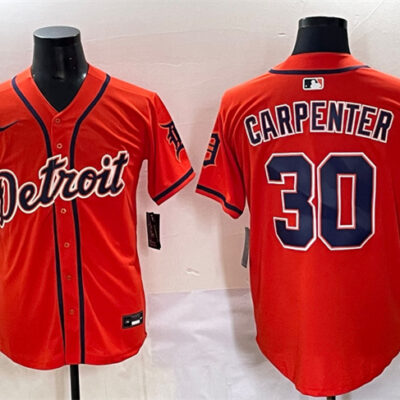 Detroit Tigers #30 Kerry Carpenter Orange With Patch Vapor Premier Limited Stitched Baseball Jersey