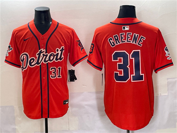 Detroit Tigers #31 Riley Greene Orange With Patch Vapor Premier Limited Stitched Baseball Jersey