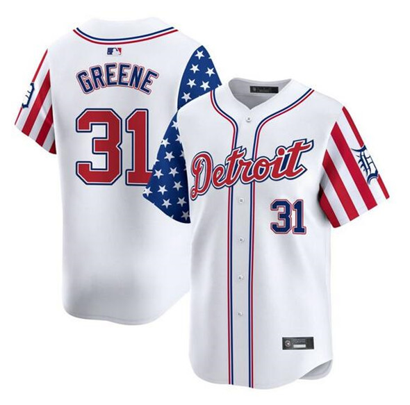 Detroit Tigers #31 Riley Greene White 2025 Independence Day Vapor Premier Limited Stitched Baseball Jersey