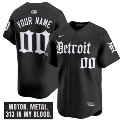 Detroit Tigers ACTIVE PLAYER Custom Black 'Motor Gothic Edition' Vapor Premier Limited Stitched Baseball Jersey