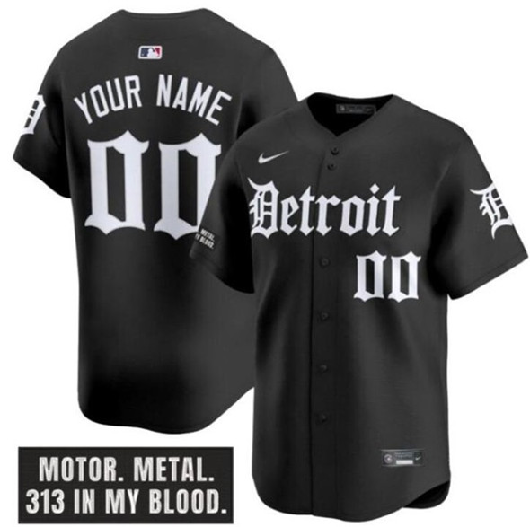 Detroit Tigers ACTIVE PLAYER Custom Black 'Motor Gothic Edition' Vapor Premier Limited Stitched Baseball Jersey