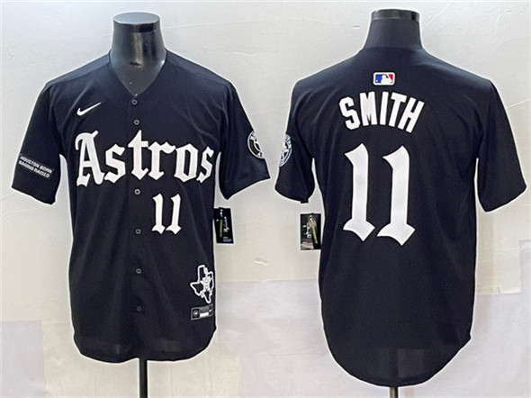 Houston Astros #11 Cam Smith Black Gothic 'Houston Born Barrio Raised' Limited Stitched Baseball Jersey