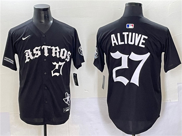 Houston Astros #27 Jose Altuve Black Gothic 'Houston Born Barrio Raised' Limited Stitched Baseball Jersey