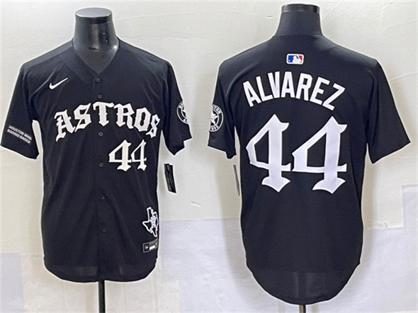 Houston Astros #44 Yordan Alvarez Black Gothic 'Houston Born Barrio Raised' Limited Stitched Baseball Jersey