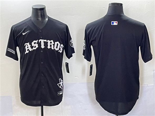 Houston Astros Blank Black Gothic 'Houston Born Barrio Raised' Limited Stitched Baseball Jersey