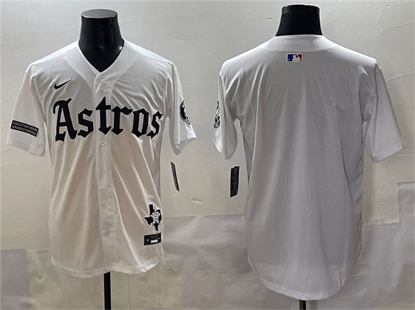 Houston Astros Blank White Gothic 'Houston Born Barrio Raised' Limited Stitched Baseball Jersey