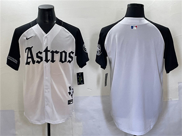 Houston Astros Blank White/Black Gothic 'Houston Born Barrio Raised' Limited Stitched Baseball Jersey