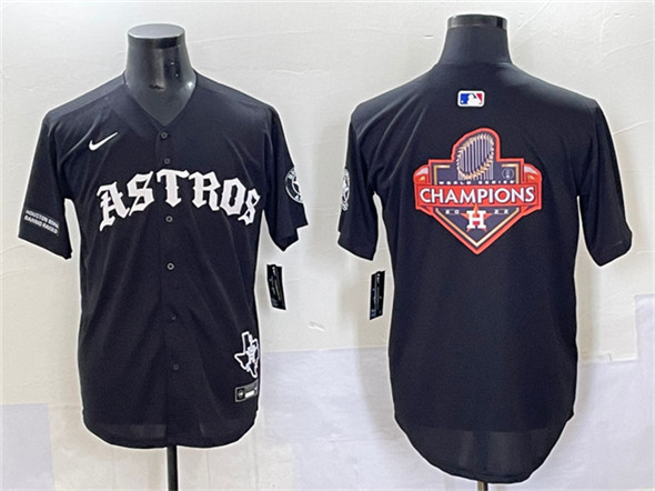 Houston Astros Team Big Logo Black Gothic 'Houston Born Barrio Raised' Limited Stitched Stitched Baseball Jersey