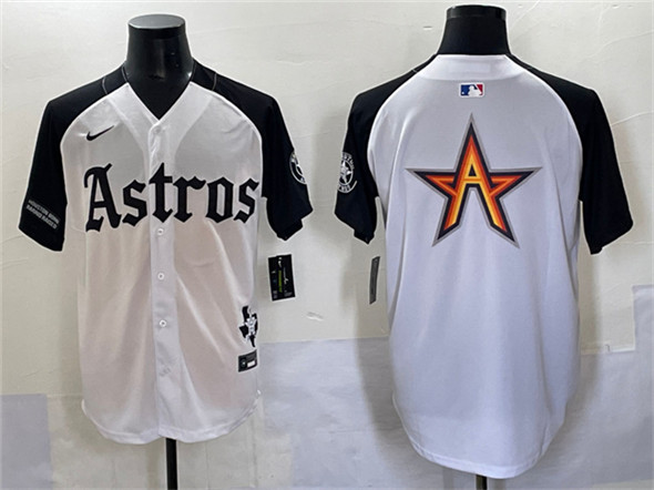 Houston Astros Team Big Logo White/Black Gothic 'Houston Born Barrio Raised' Limited Stitched Baseball Jersey