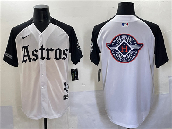 Houston Astros Team Big Logo White/Black Gothic 'Houston Born Barrio Raised' Limited Stitched Baseball Jersey