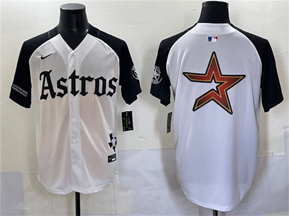 Houston Astros Team Big Logo White/Black Gothic 'Houston Born Barrio Raised' Limited Stitched Baseball Jersey
