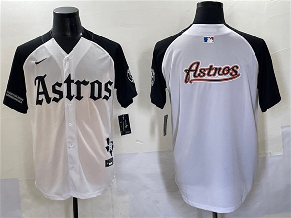 Houston Astros Team Big Logo White/Black Gothic 'Houston Born Barrio Raised' Limited Stitched Baseball Jersey