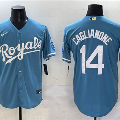 Kansas City Royals #14 Jac Caglianone Light Blue Cool Base Stitched Baseball Jersey