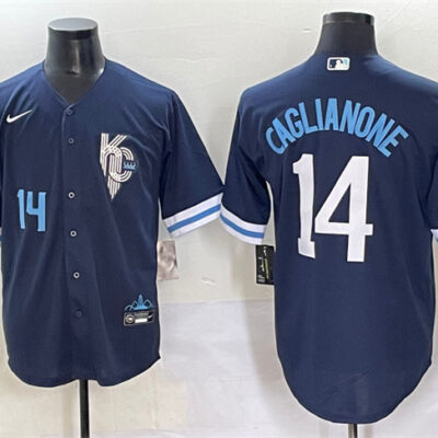 Kansas City Royals #14 Jac Caglianone Navy City Connect Stitched Baseball Jersey
