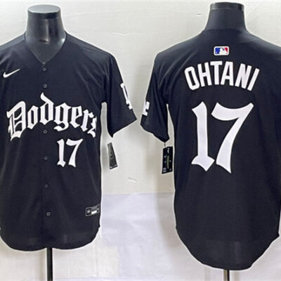Los Angeles Dodgers #17 Shohei Ohtani Black 2025 LA Gothic Style With 2024 World Series Champions Patch Vapor Premier Limited Stitched Baseball Jersey