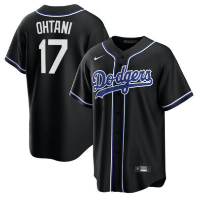 Los Angeles Dodgers #17 Shohei Ohtani Black Lights Out Limited Stitched Baseball Jersey