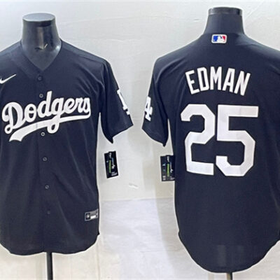 Los Angeles Dodgers #25 Tommy Edman Black Stitched Baseball Jersey