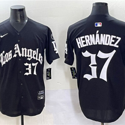 Los Angeles Dodgers #37 Teoscar Hernandez Black 2025 LA Gothic Style With Fernando Patch Vapor Premier Limited Stitched Baseball Jersey