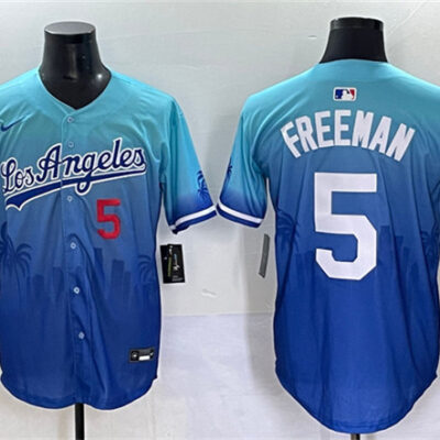 Los Angeles Dodgers #5 Freddie Freeman Blue Limited Stitched Baseball Jersey