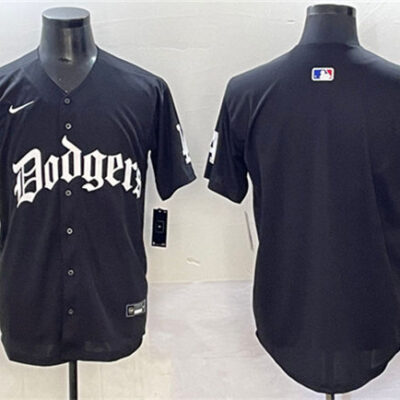 Los Angeles Dodgers Blank Black 2025 LA Gothic Style With 2024 World Series Champions Patch Vapor Premier Limited Stitched Baseball Jersey