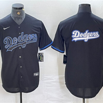 Los Angeles Dodgers Team Big Logo Black Fashion Stitched Baseball Jersey 002
