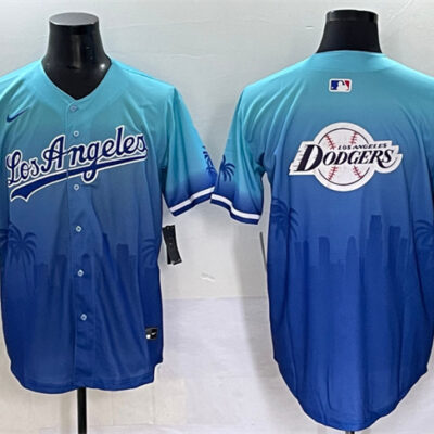 Los Angeles Dodgers Team Big Logo Blue Limited Stitched Baseball Jersey