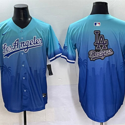 Los Angeles Dodgers Team Big Logo Blue Limited Stitched Baseball Jersey