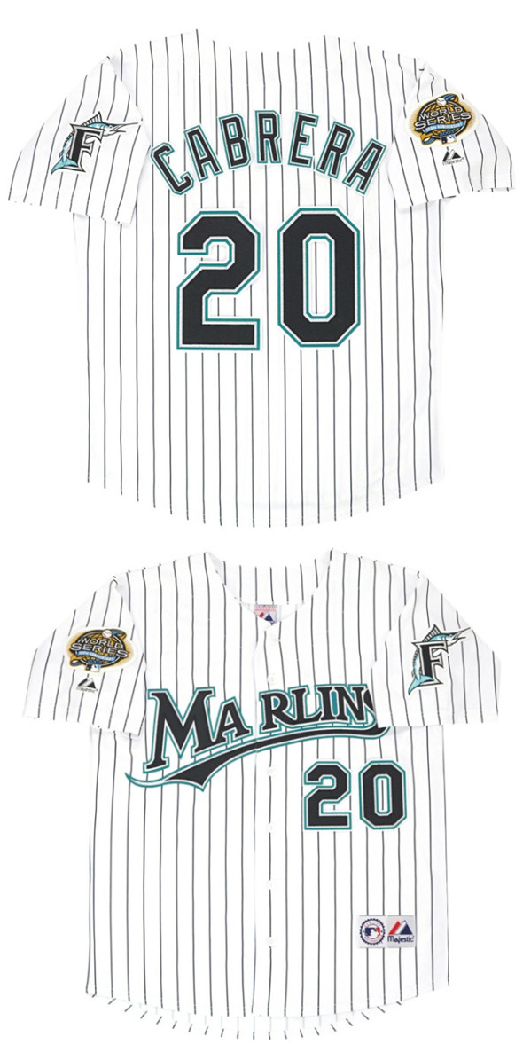 Miami Marlins #20 Miguel Cabrera White 2003 Throwback Stitched Baseball Jersey