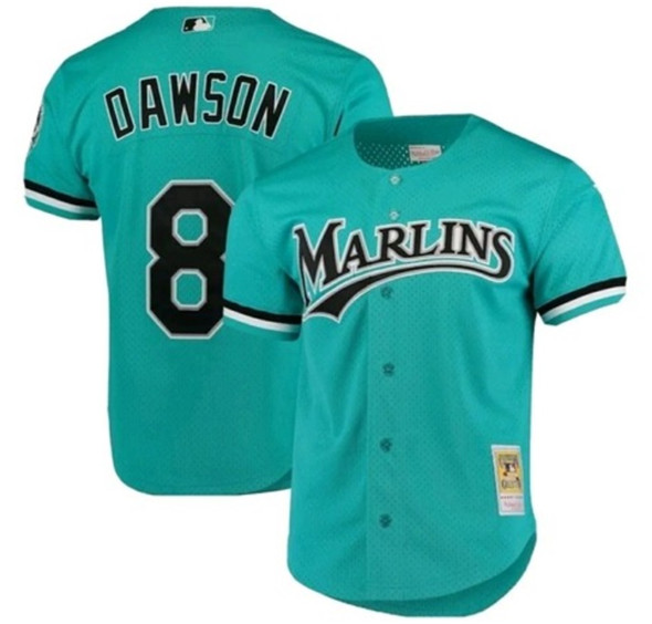 Miami Marlins #8 Andre Dawson Teal 1995 Throwback Stitched Baseball Jersey