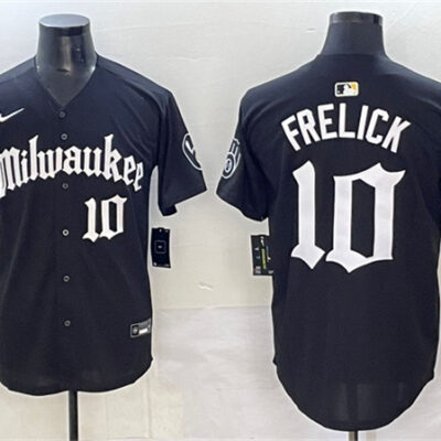Milwaukee Brewers #10 Sal Frelick Black 'Gothic 414 Shadows Edition' Vapor Premier Limited Stitched Jersey