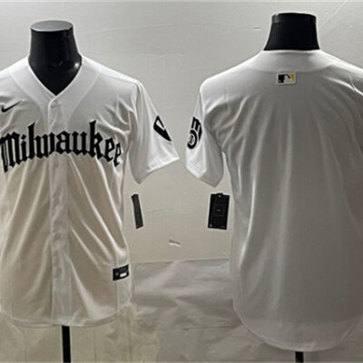 Milwaukee Brewers Blank White 'Gothic 414 Shadows Edition' Vapor Premier Limited Stitched Jersey