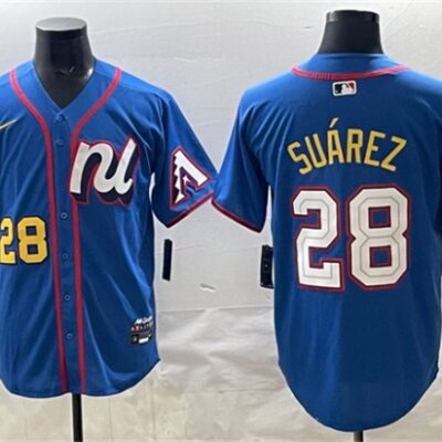 National League #28 Eugenio Suárez Blue 2025 All-Star Edition Limited Stitched Baseball Jersey