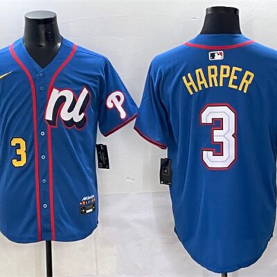 National League #3 Bryce Harper Blue 2025 All-Star Edition Limited Stitched Baseball Jersey