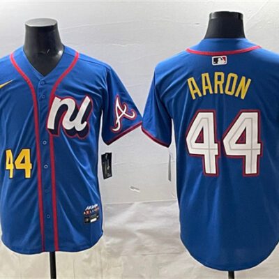 National League #44 Hank Aaron Blue 2025 All-Star Edition Limited Stitched Baseball Jersey