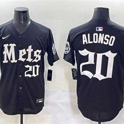 New York Mets #20 Pete Alonso Black 'Gotham Gothic Edition' Vapor Premier Limited Stitched Baseball Jersey