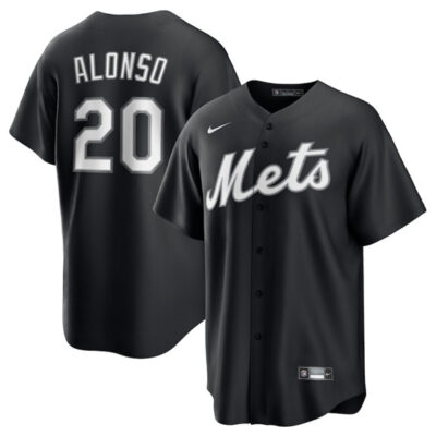 New York Mets #20 Pete Alonso Black Lights Out Limited Stitched Baseball Jersey