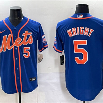 New York Mets #5 David Wright Blue With Patch Cool Base Stitched Baseball Jersey
