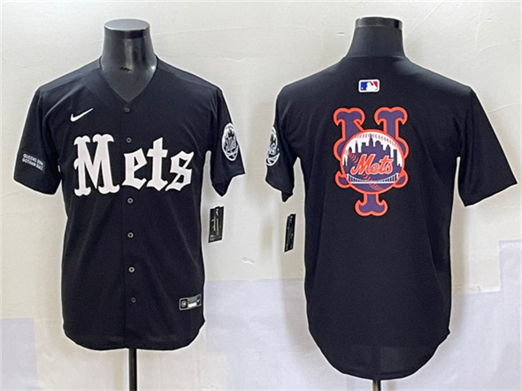 New York Mets Team Big Logo Black 'Gotham Gothic Edition' Vapor Premier Limited Stitched Baseball Jersey